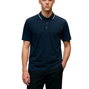 Mens Tipped Collar Short Sleeve Golf Shirt Classic Business Casual  (5NWT-0006)